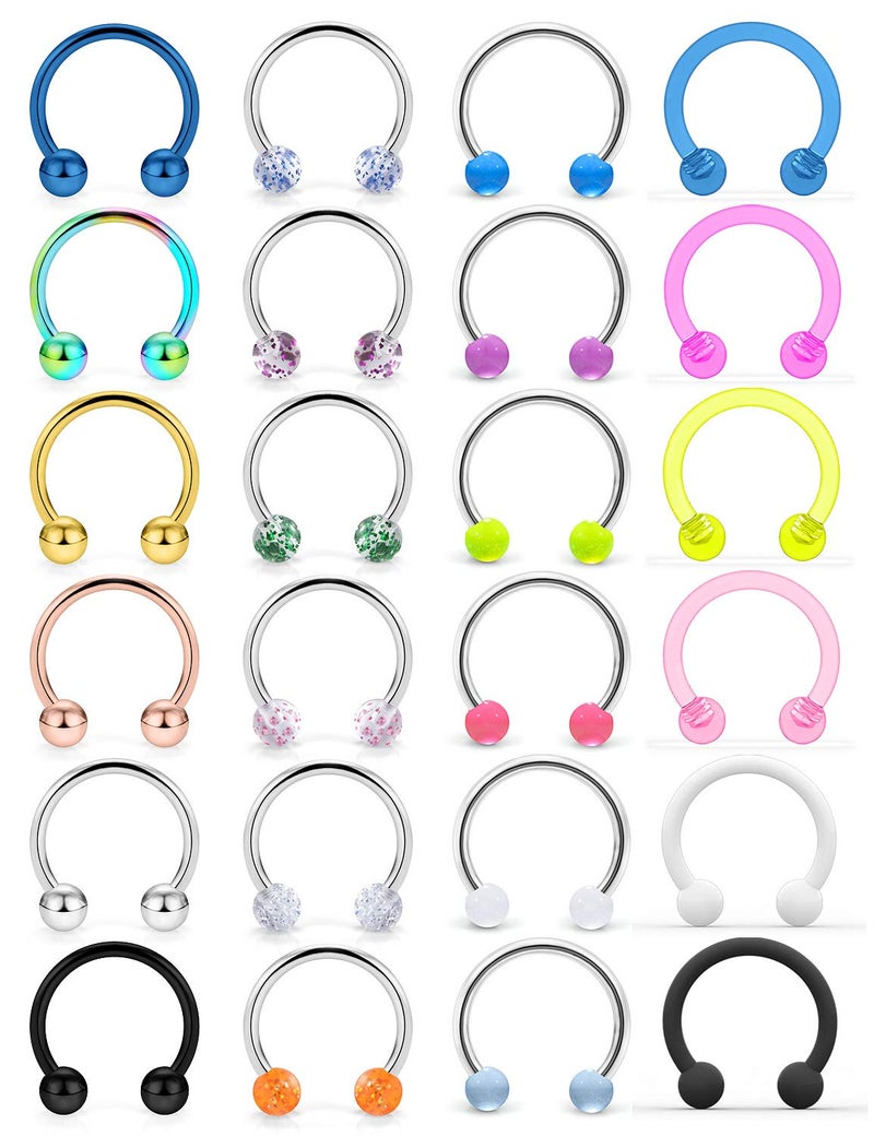 Cisyozi 16G Septum Ring Jewelry Surgical Stainless Steel Horseshoe cute Septum Nose Cartilage Helix Tragus Rook Daith Earring Hoop Lip belly Navel Eyebrow Ring Piercing Jewelry Retaine Women Men 10mm - Image 1